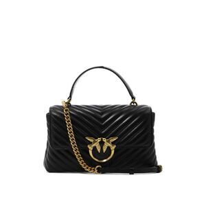 PINKO Love Quilted Leather Shoulder Bag Women BLACK Handbags
